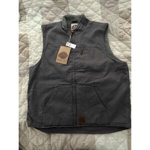 Rugged Wear Vest Mens XXL Black Sherpa Lined Canvas Workwear Full Zip